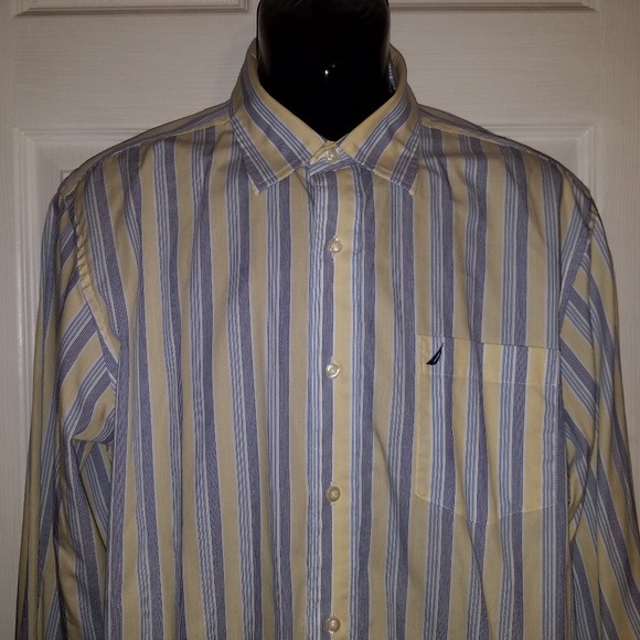 Mens Nautica Long Sleeve Striped Button Down Shirt - Picture 2 of 3